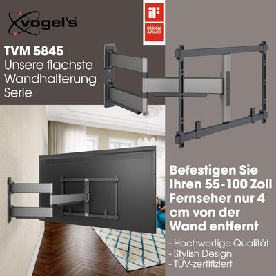 Vogel's Elite TVM 5845 Ultradünne Schwenkbare Premium TV-Wandhalterung für 55-100 Zoll Fernseher | B