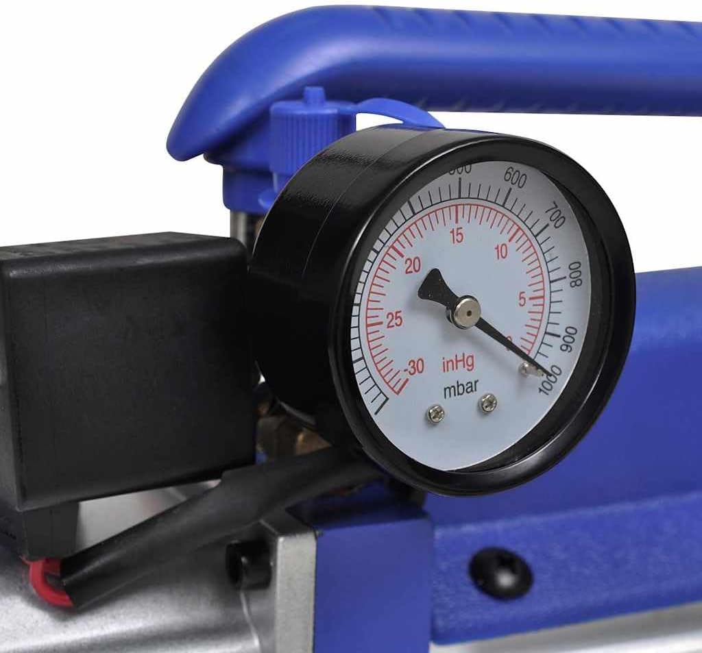 vidaXL 71L/min Vakuumpumpe 1-stufig Unterdruckpumpe Messuhr Pumpe Klimaanlagen Blau, Blau