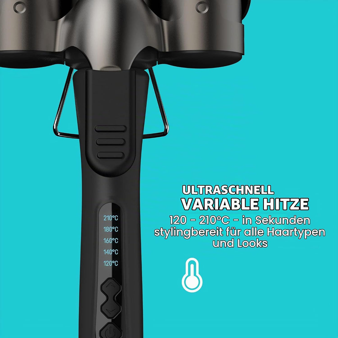 Revamp Progloss Boho Beach Waver XL – 38-mm-Waver mit 3 Fässern für geschmeidige, grosse Beach-Welle