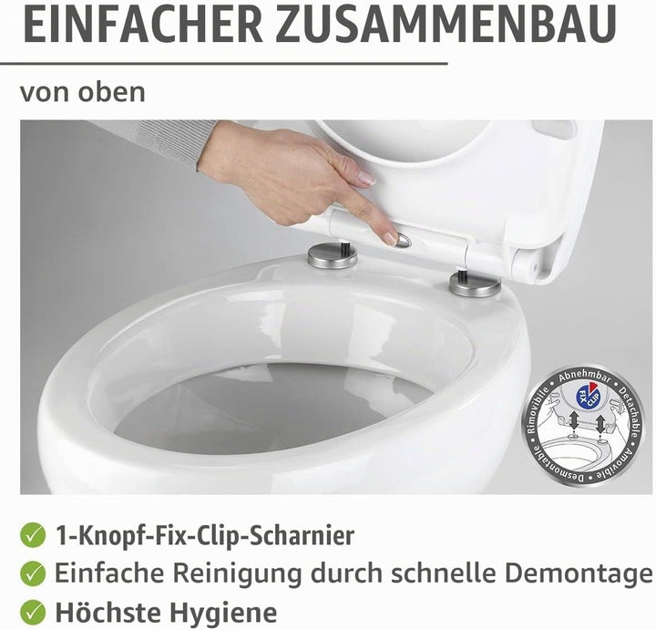 WENKO WC-Sitz Mod. Cement mit Relief, strukturierte Oberfläche in Betonoptik, Toilettendeckel mit Ab