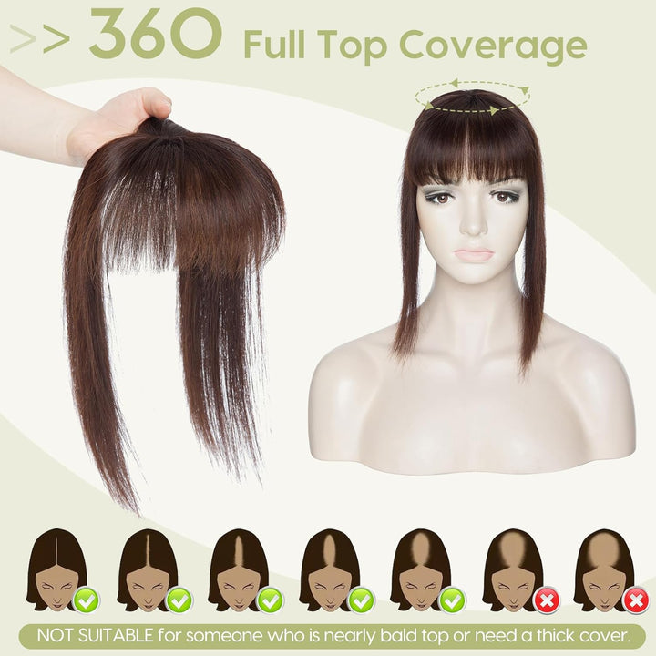 S-noilite Echthaar Hair Topper für Frauen mit Pony Haarteile für Dünnes Haar Echtes Menschliches Haa