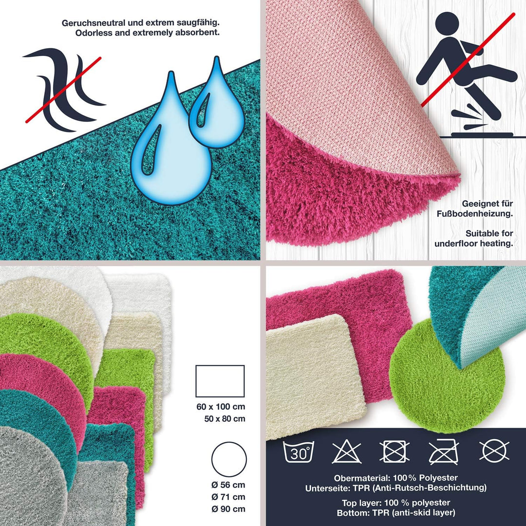 WohnDirect Premium Badematte RUND Einzeln zum Set kombinierbar • Badvorleger Duschmatte • rutschfest