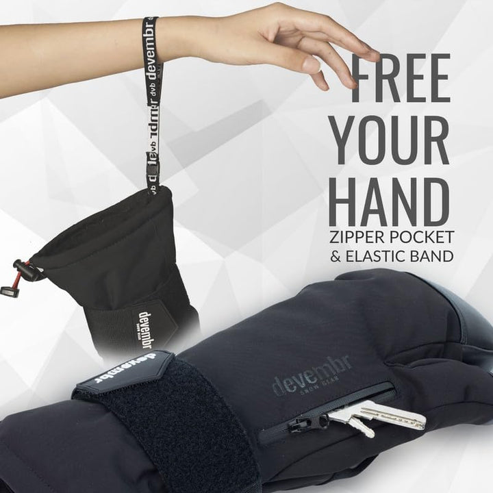 devembr 3-Finger-Skihandschuhe mit Handgelenkschutz, Warme Snowboardhandschuhe für Herren und Damen