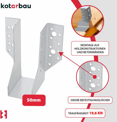 KOTARBAU® 10er Set Balkenschuh Typ A 50 mm Holzbalkenverbinder Balkenverbinder Verbinder für Baukons