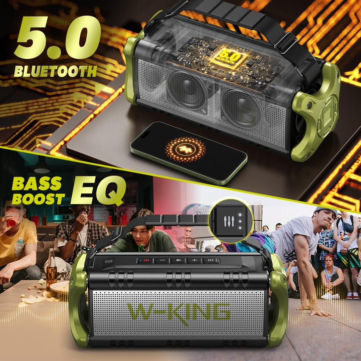W-KING 50W(70W Gipfel) Bluetooth Lautsprecher IPX6 Wasserdicht, 24 Stunden Laufzeit, 8000mAh Power B
