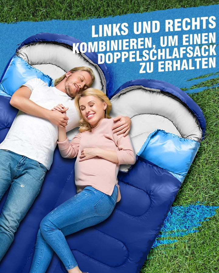 Schlafsack 3-4 Jahreszeiten, Outdoor Wasserdicht Ultraleicht Deckenschlafsack mit Innentasche für Er