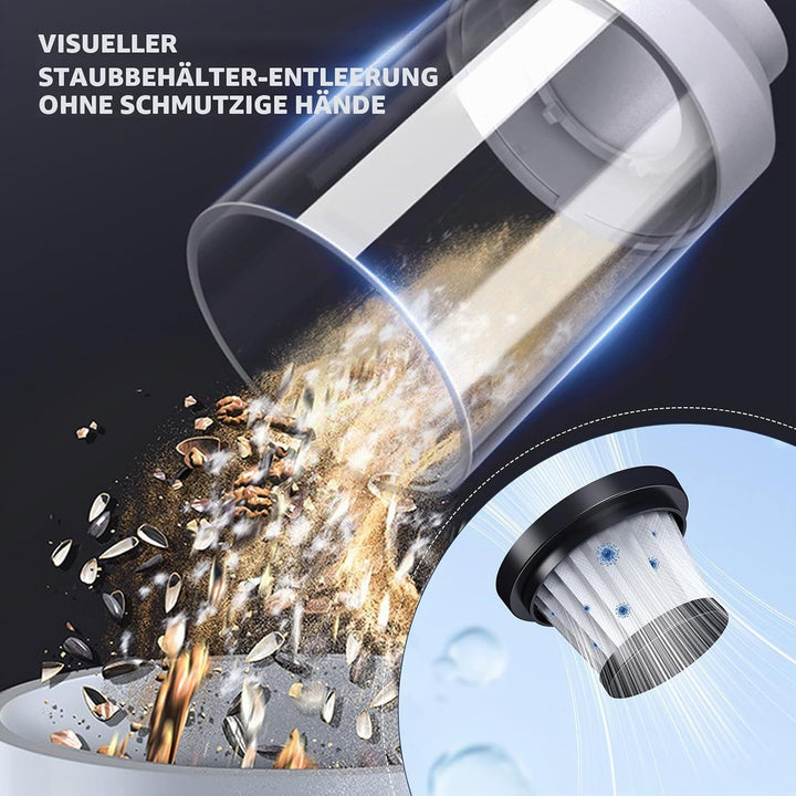 Handstaubsauger Akku, 9000Pa Auto Handstaubsauger Kabellos Stark mit Type-C Schnellladung, Auto Stau