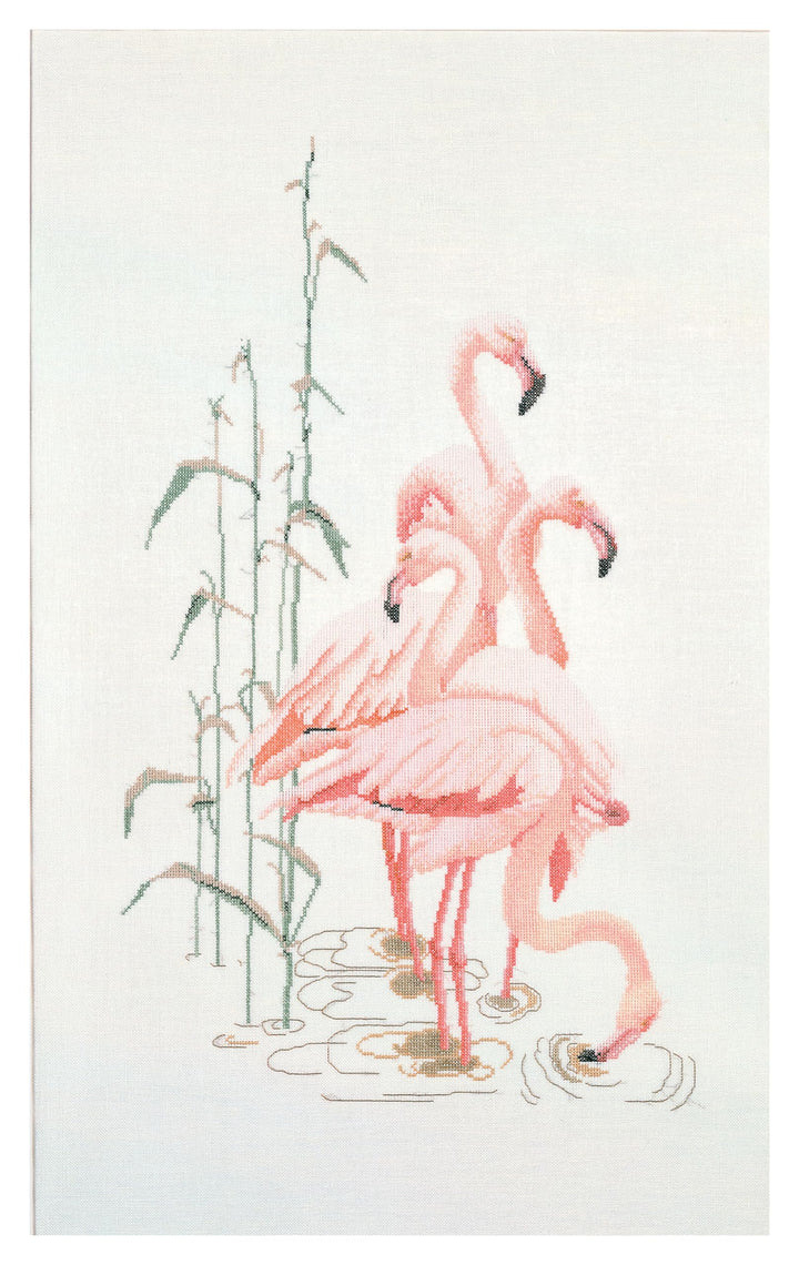 Thea Gouverneur - Kreuzstich-Set - Flamingo - Aida - 16 Count - Für Erwachsene - 1070A Aida Flamingo