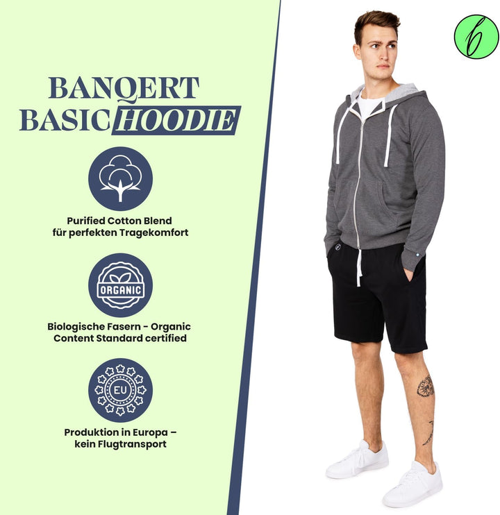 Banqert Herren Hoody | Faire Löhne | Purified Cotton Blend | div. Farben XXL Dunkelgrau, XXL Dunkelg