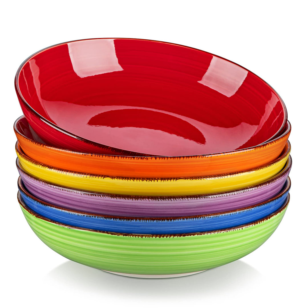 vancasso Suppenschalen Steingut, Bonita Suppenteller 6er Set, Pastateller, Spaghetti Tiefteller, Nud