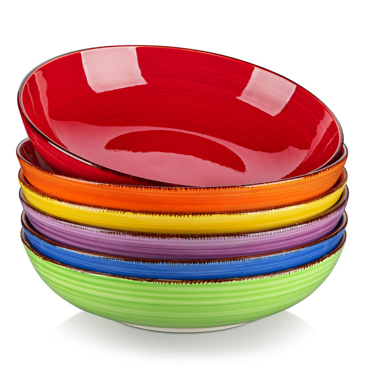 vancasso Suppenschalen Steingut, Bonita Suppenteller 6er Set, Pastateller, Spaghetti Tiefteller, Nud