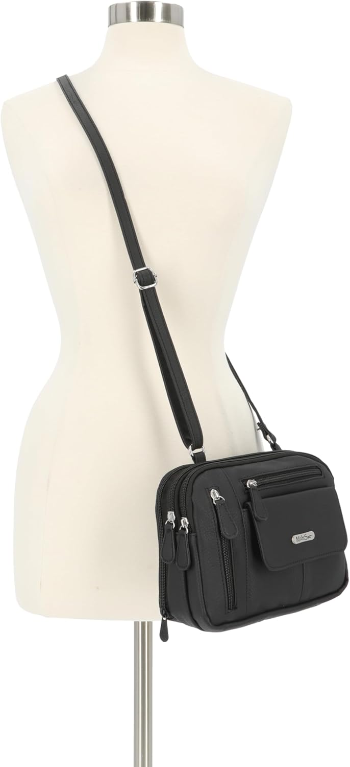 MultiSac Damen Zippy Triple Compartment Crossbody Bag Schultertasche Schwarz, Schwarz