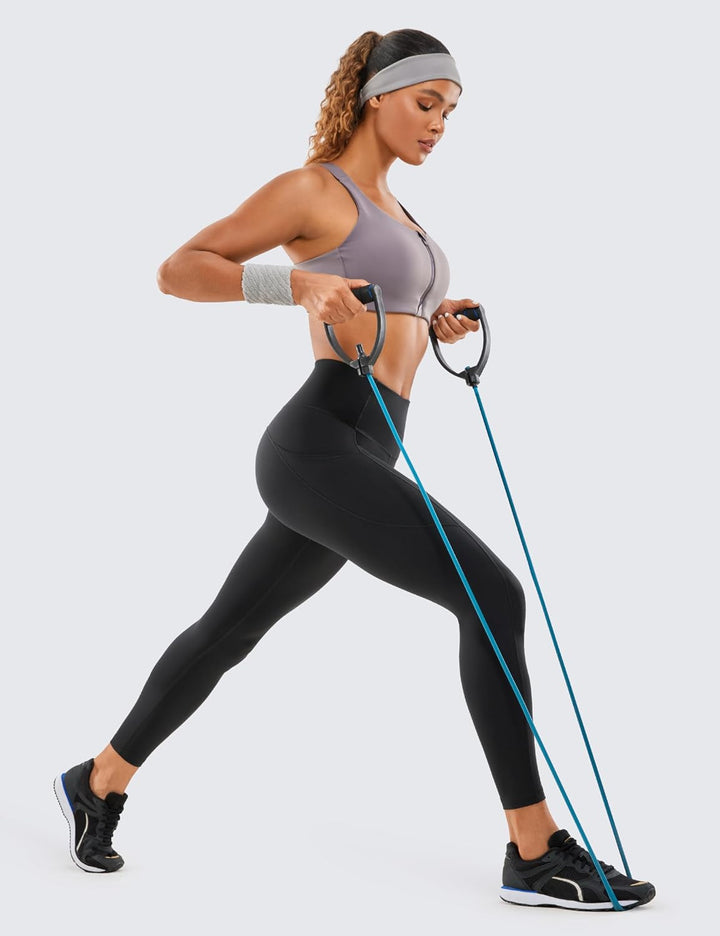 CRZ YOGA Damen Naked Feeling Sport Leggings mit Taschen High Waist Sporthose Gym Blickdicht Yogahose