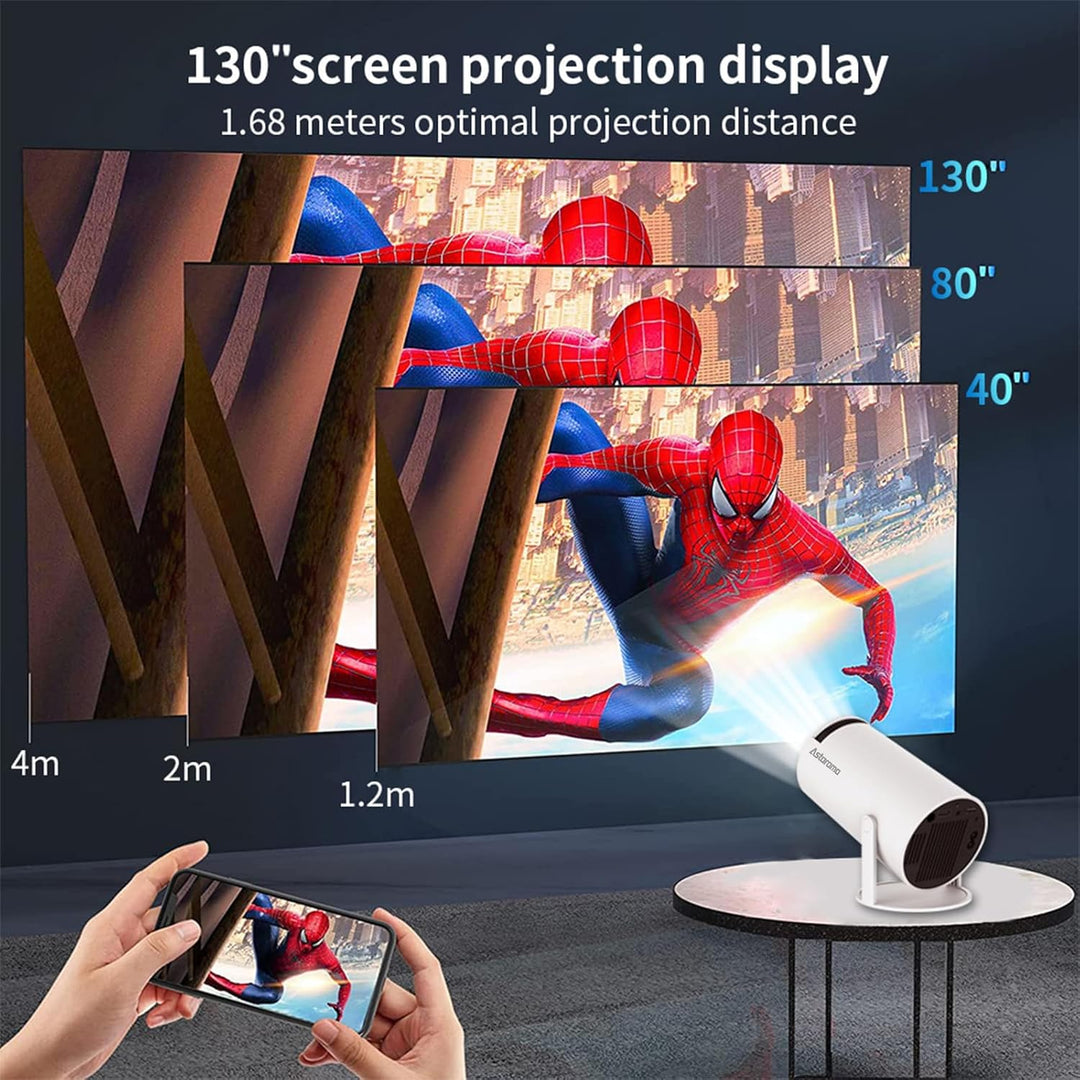 Mini Beamer, Videoprojektor 5G WiFi Bluetooth Projector 4K 200 ANSI Smart Projector.130 Zoll Bildsch