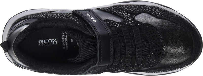 Geox Mädchen J Calco Girl A Sneakers 31 EU Black Dk Silver, 31 EU Black Dk Silver