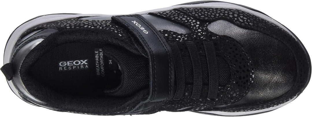 Geox Mädchen J Calco Girl ASneakers 32 EU Black Dk Silver, 32 EU Black Dk Silver
