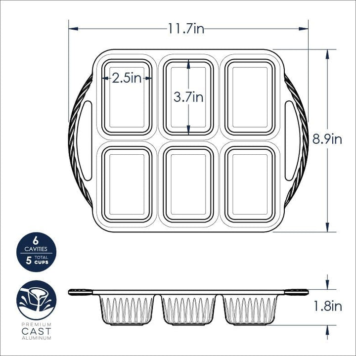 Nordic Ware Procast Mini-Laib, 6 Mulden
