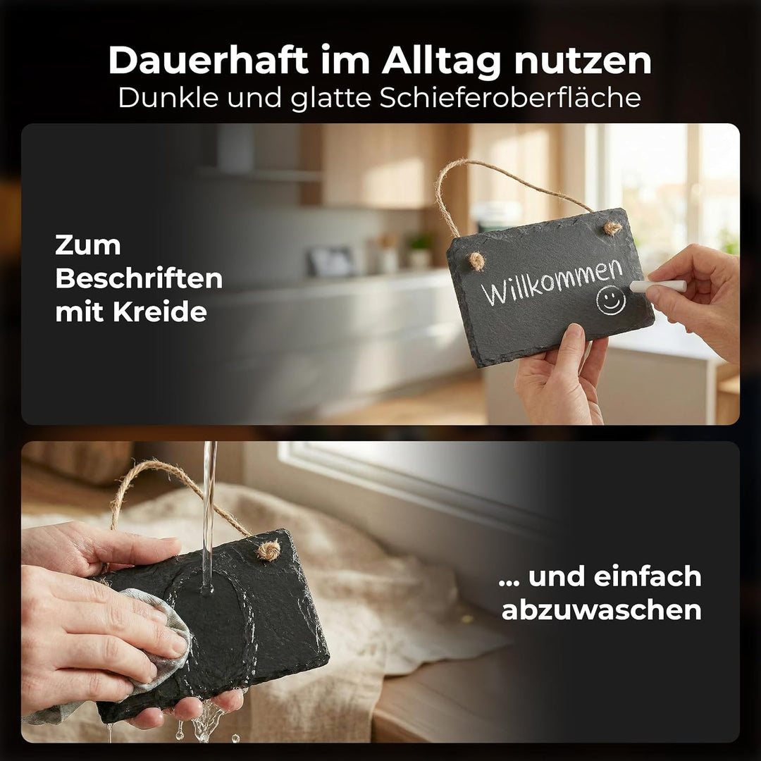 Schiefertafel zum Aufhängen mit Juteband Memotafel Kreidetafel Wandeko (24, 9 cm Tafel) 9 cm Tafel 2