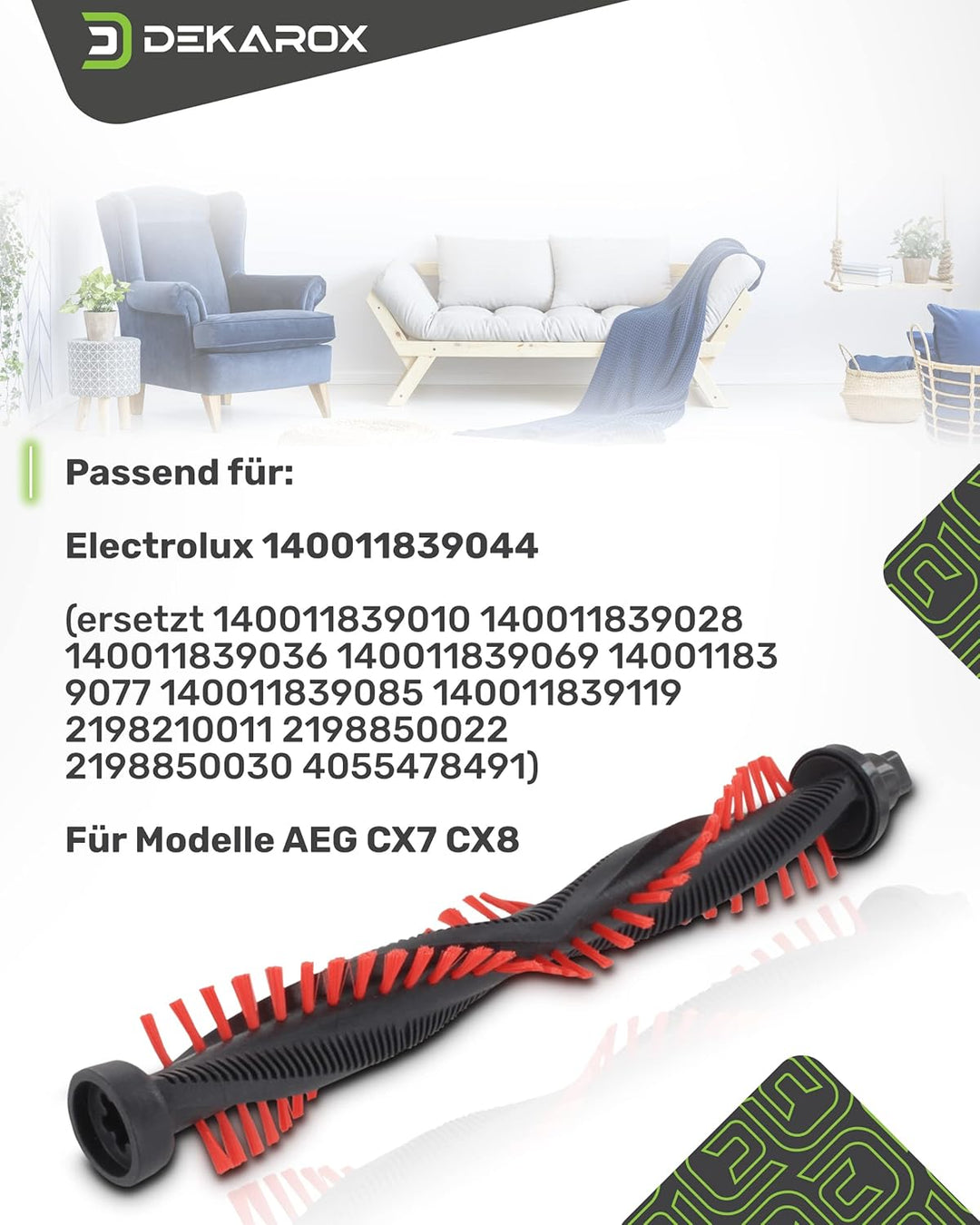 Bürstenwalze Bürstenrolle für AEG Electrolux 140011839044 für Elektrobürste an Handstaubsauger Staub