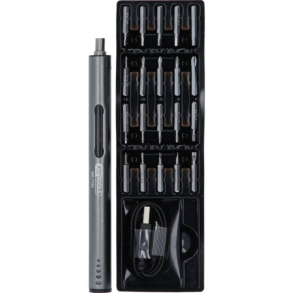 KS Tools 500.7195 Feinmechanik-USB-Akku-Schraubendreher (Li-Ionen-Akku, 3,7 V / 260 mAh), inkl. 20 B