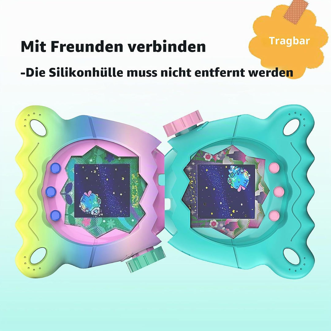 BCWGION Silikonhülle kompatibel mit Tamagotchi Paradise, mit TPU Softscreen Schutzfolie und Fingerba