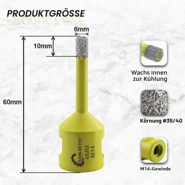 Diamant-Fliesenbohrer 2pcs 6mm SANLEETEK Vakuumgelötet Diamant-Lochsäge für Keramik Porzellan Marmor