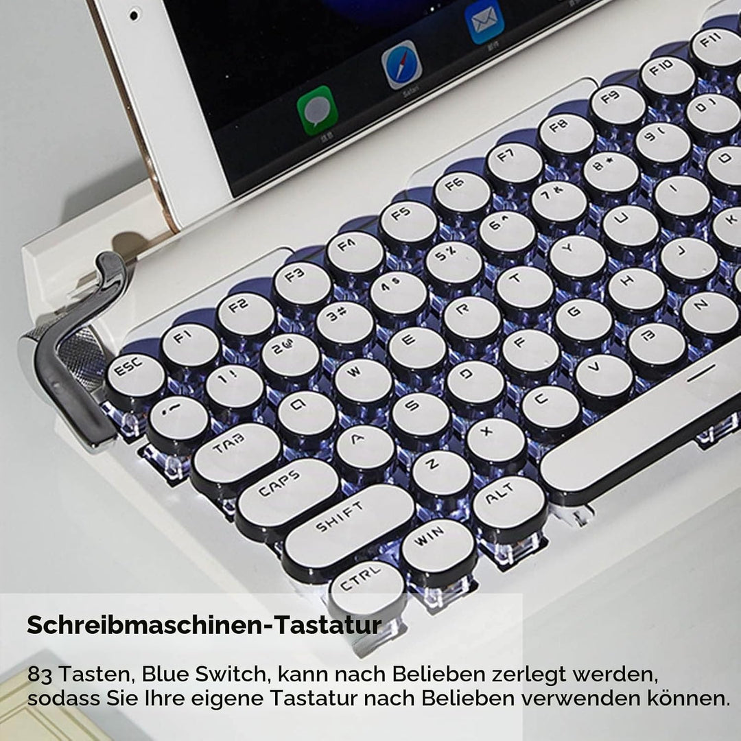 Sxhlseller Schreibmaschinen mechanische Tastatur, Retro Punk Gaming Tastatur, Blue Switch Mechanisch