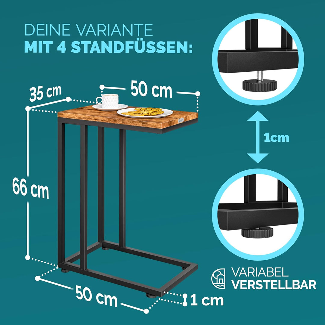 Casaria Beistelltisch Sofatisch mit Rollen Kaffeetisch Wohnzimmer Bettisch Industrie-Design Holz Met