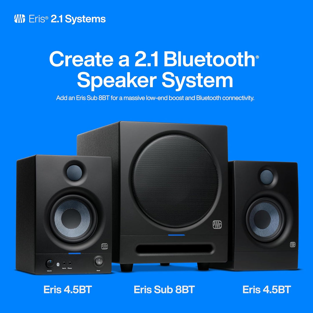 PreSonus Eris 4.5BT Gen 2 – 4.5" Desktop-Aktivlautsprecher mit Bluetooth für Multimedia, Gaming und