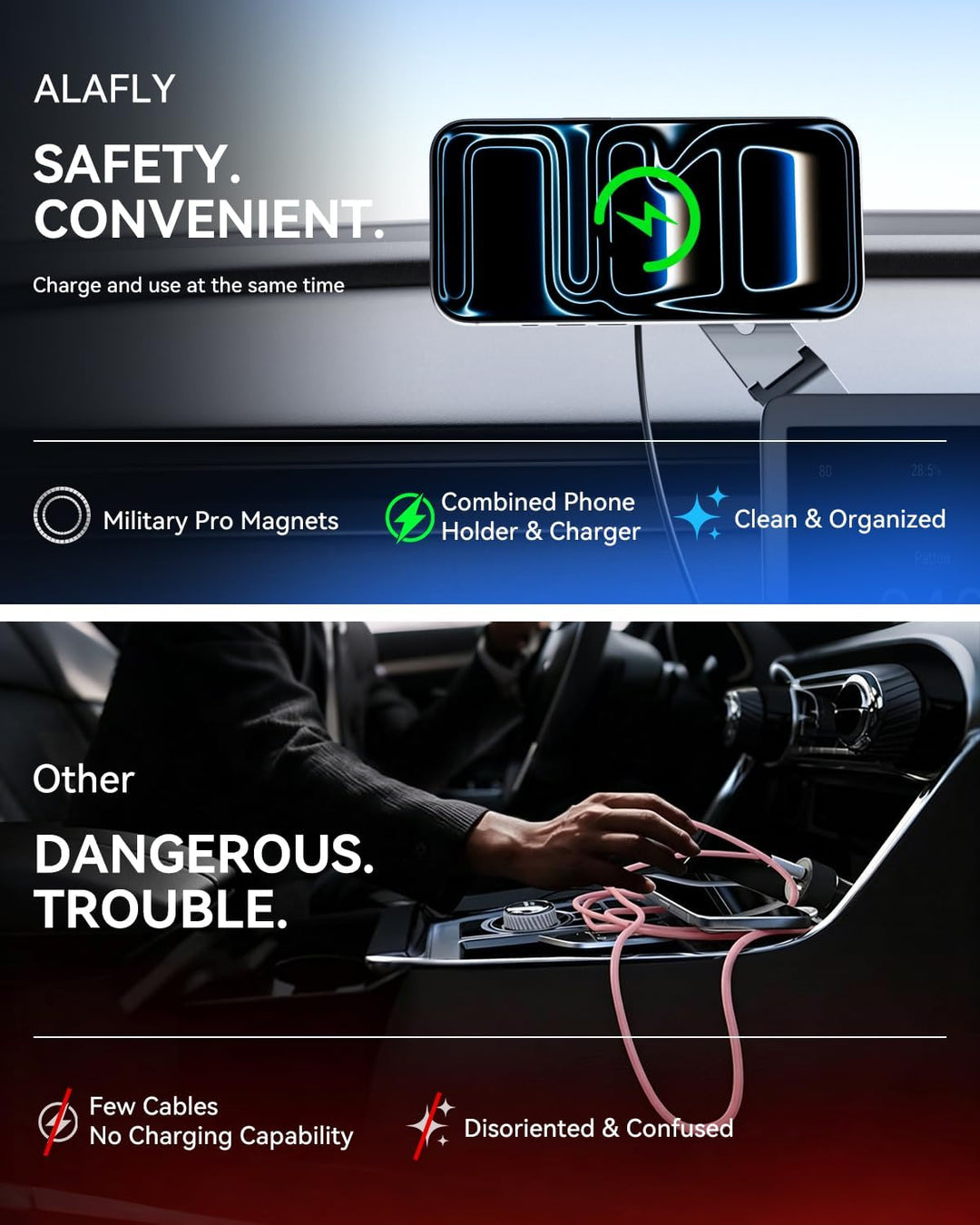 15W für MagSafe Handyhalterung Auto mit Ladefunktion für Tesla Model 3/Y/S/X/Cybertruck, Klappbares