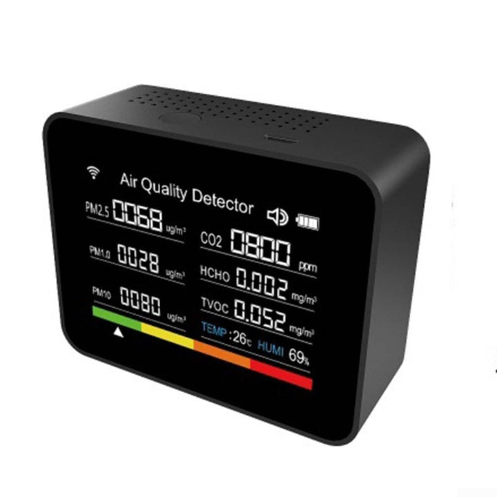 13 In 1 Luftqualität Monitor CO2 Meter Temperatur & Luftfeuchtigkeit Tester TVOC PM2.5 Schwarz, Schw