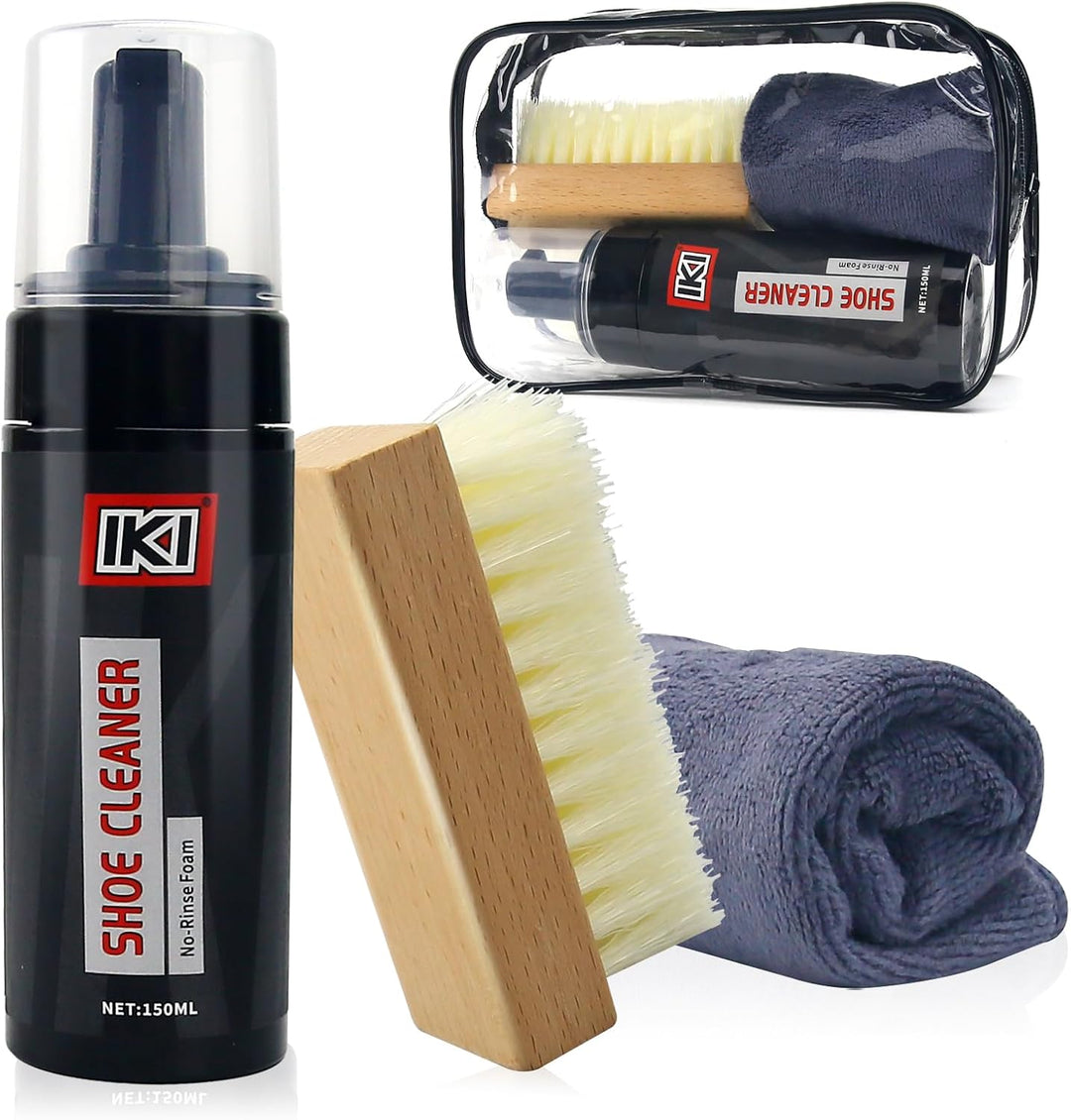 IKI Sneaker Reiniger Set – Schuhputzsets mit Sneaker Cleaner Bürste und Handtuch – Foam Schuhreinige