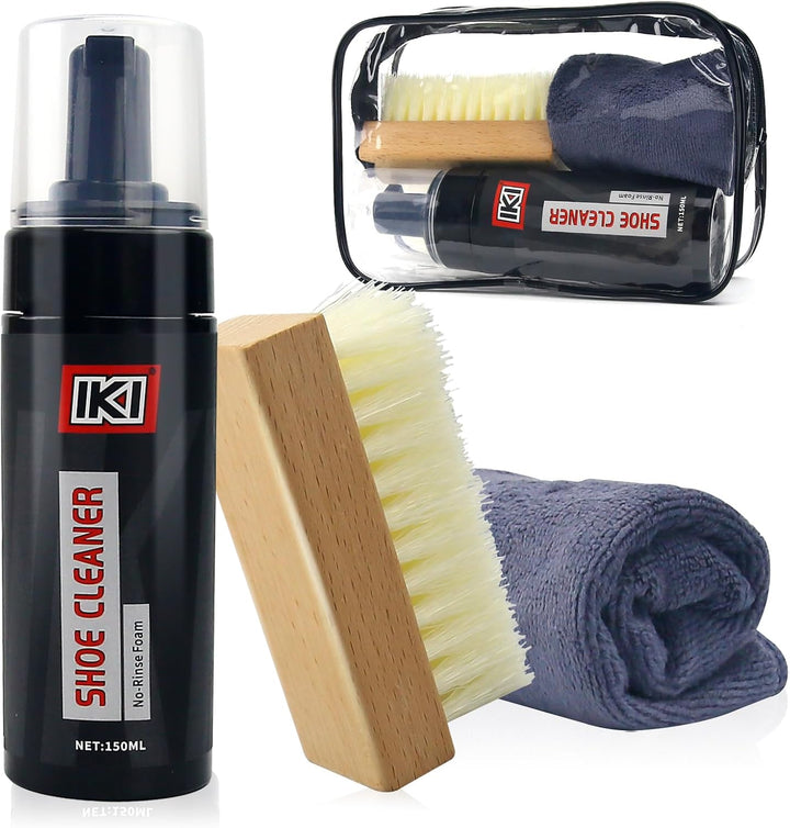 IKI Sneaker Reiniger Set – Schuhputzsets mit Sneaker Cleaner Bürste und Handtuch – Foam Schuhreinige