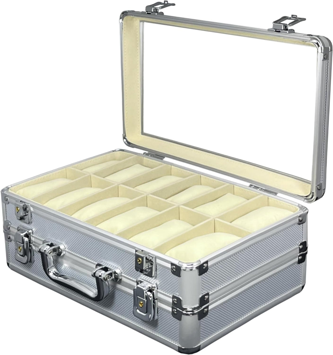MR Maestro Relojero - Robuste Aluminium Uhrenbox | Platz für 24 Uhren und Schmuck | Ideal für Herren