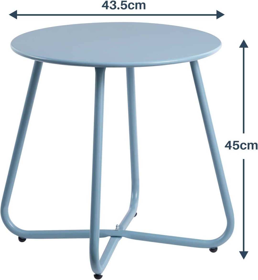 HollyHOME Beistelltisch Outdoor Balkontisch Klein Gartentisch Rund Beistelltisch Metall Wetterfest L