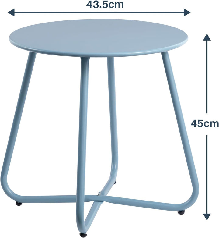 HollyHOME Beistelltisch Outdoor Balkontisch Klein Gartentisch Rund Beistelltisch Metall Wetterfest L