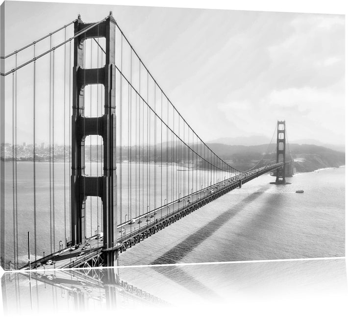 Pixxprint Golden Gate Bridge, San Francisco / 100x70cm Leinwandbild bespannt auf Holzrahmen/Wandbild