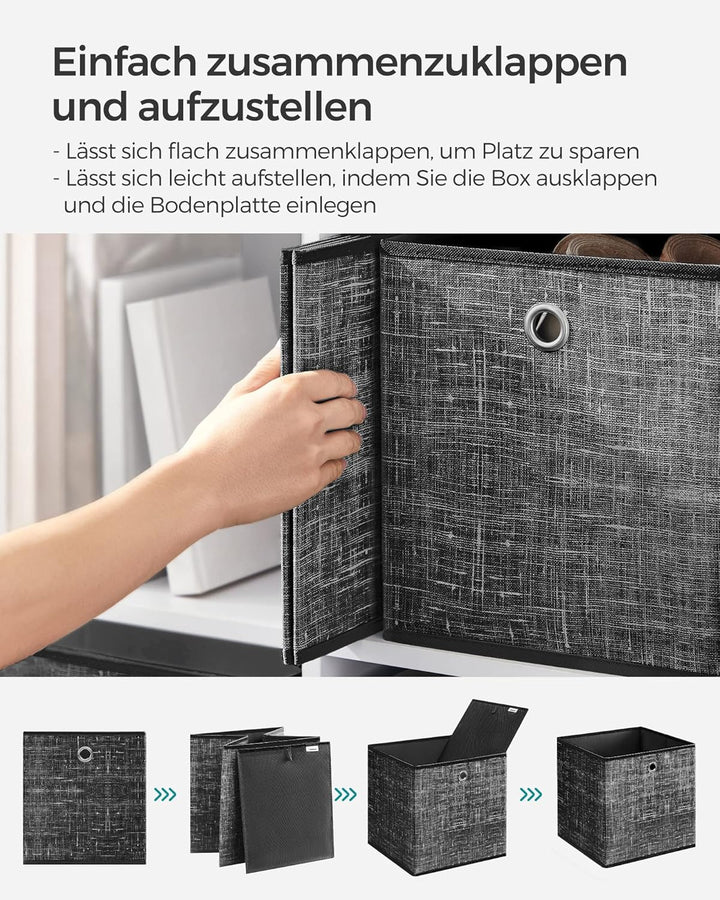 SONGMICS Aufbewahrungsbox, 6er Set, Ordnungsboxen aus Vliesstoff mit Griff, Boxen Aufbewahrung, 33 x