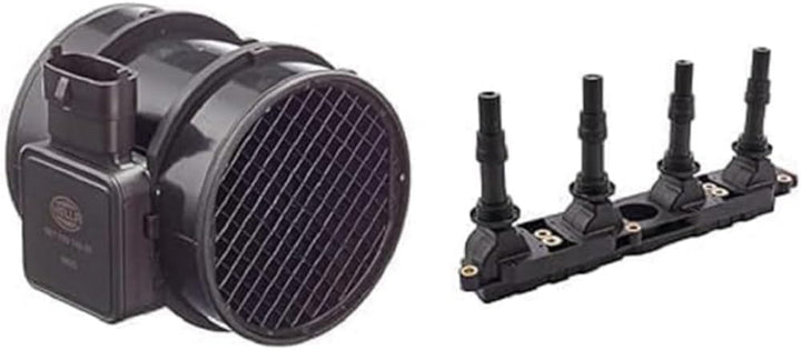 HELLA 8ET 009 142-031 Luftmassenmesser - Rohrstutzen & 5DA 358 000-041 Zündspule - 12V - 5-polig - B