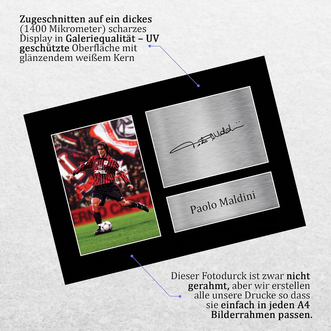 HWC Trading A4 Paolo Maldini, Milan, gedrucktes Autogramm für Fans und Fans – A4 (Ungerahmt) Paolo M