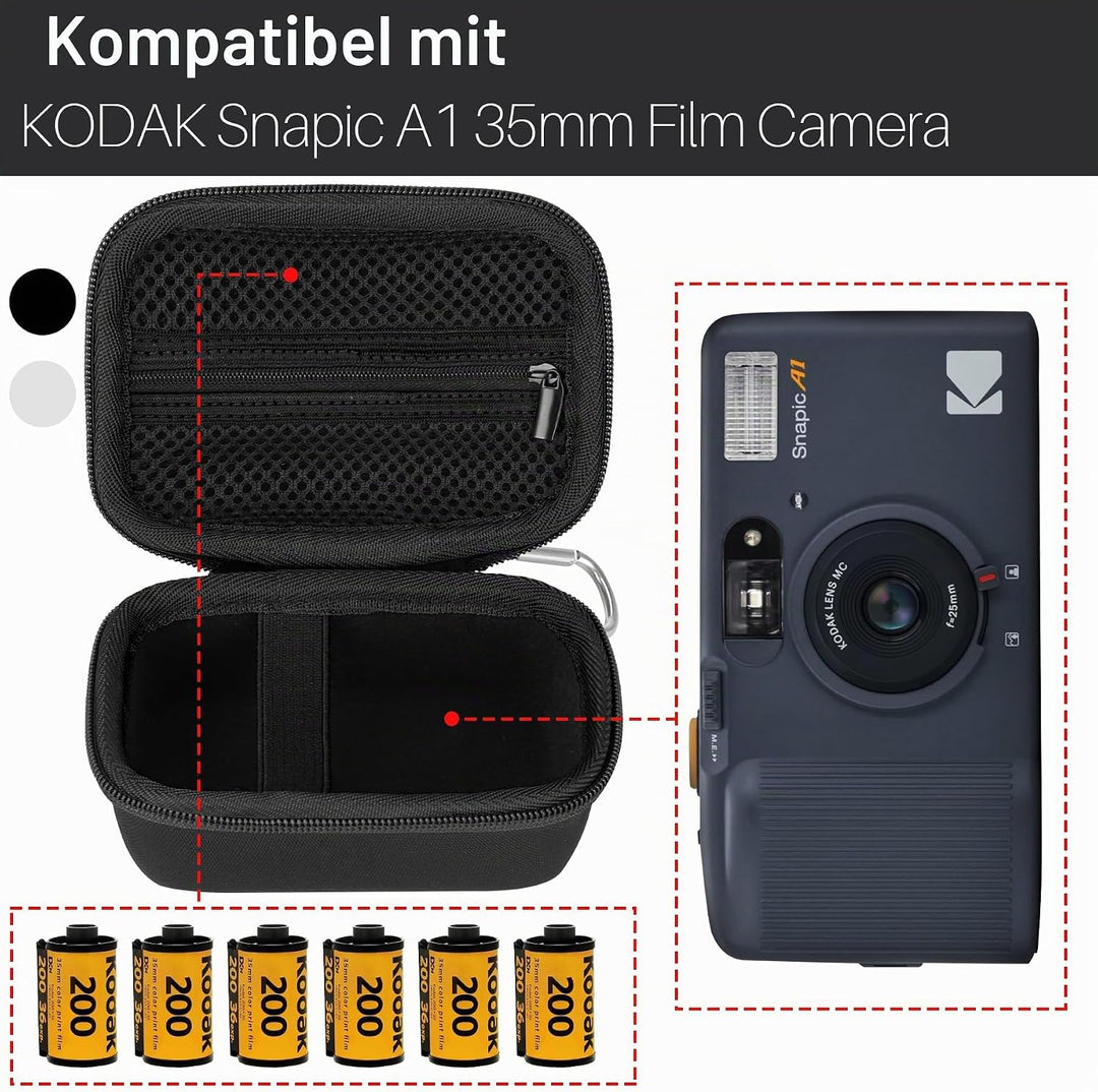 Hart Schutz Hülle Etui Tasche für Kodak Snapic A1 35-mm-Filmkamera (Schwarz), Schwarz