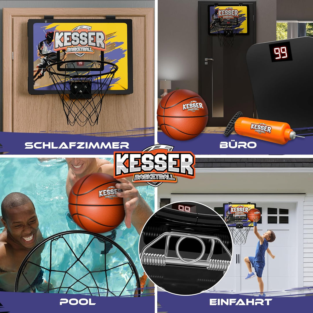 KESSER® Mini-Basketballkorb fürs Zimmer & Büro | Tür-Basketballkorb Indoor & Outdoor | Basketball-Bo
