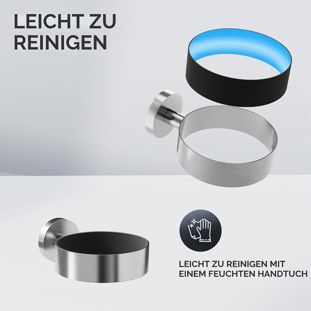 Haartrocknerhalter Ronne | Edelstahl | Silber | mit Wandmontage zum Bohren | mit Fönpolsterung | zum