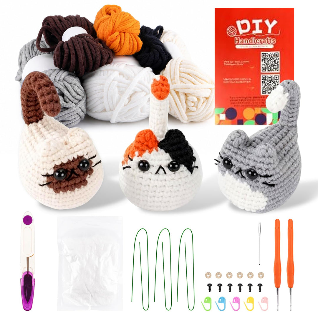 PYOCRD Häkelset für Anfänger mit Videoanleitung, Amigurumi Häkeltiere Set | mit Wolle, Häkelnadeln,