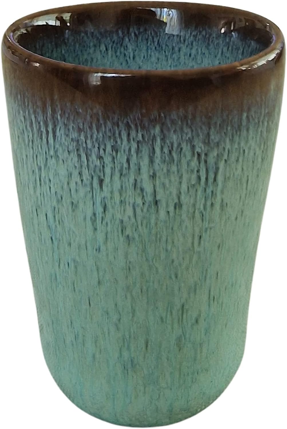 PintoCer - Espresso Kaffeetassen aus weissem Steingut, ohne Griff mit brauner Untertasse (Schwarz/Bl