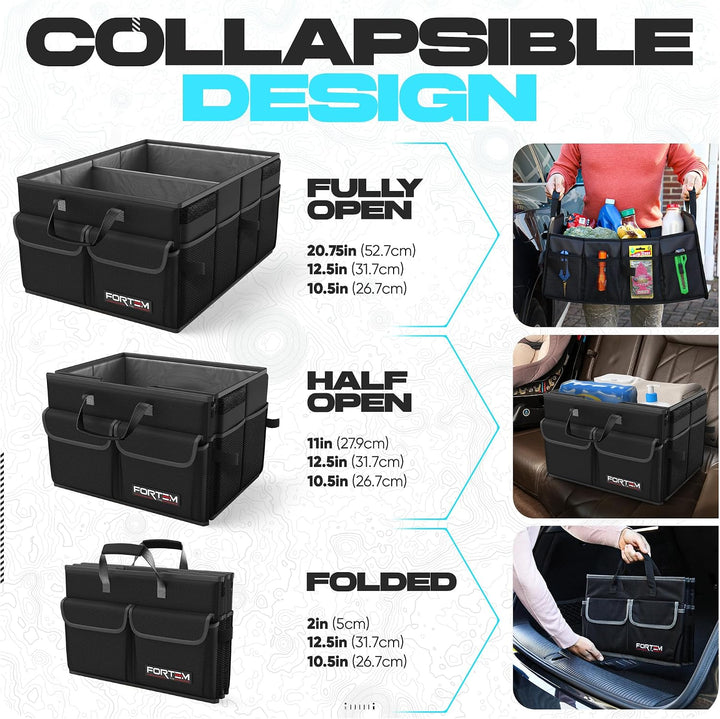 FORTEM Kofferraum Organizer SUV, Faltbare Auto Aufbewahrung, 600D Oxford, Rutschfeste Unterseite, Ve