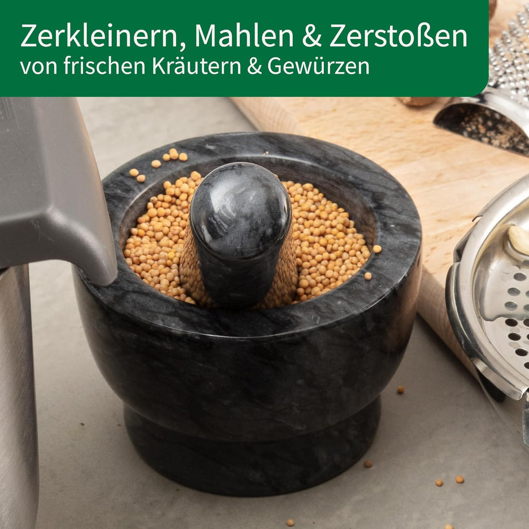 Chefkoch Mörser mit Stössel aus Granit – Zum Zerleinern, Mahlen & Zerstossen – Perfekt für frische K