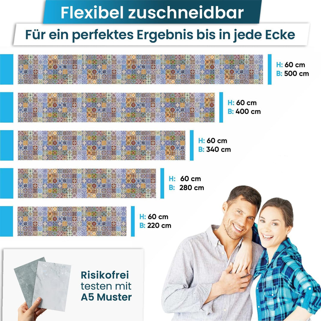 danario Küchenrückwand selbstklebend - Matt - Spritzschutz Küche - versteifte PET Folie - 0,4 mm - M