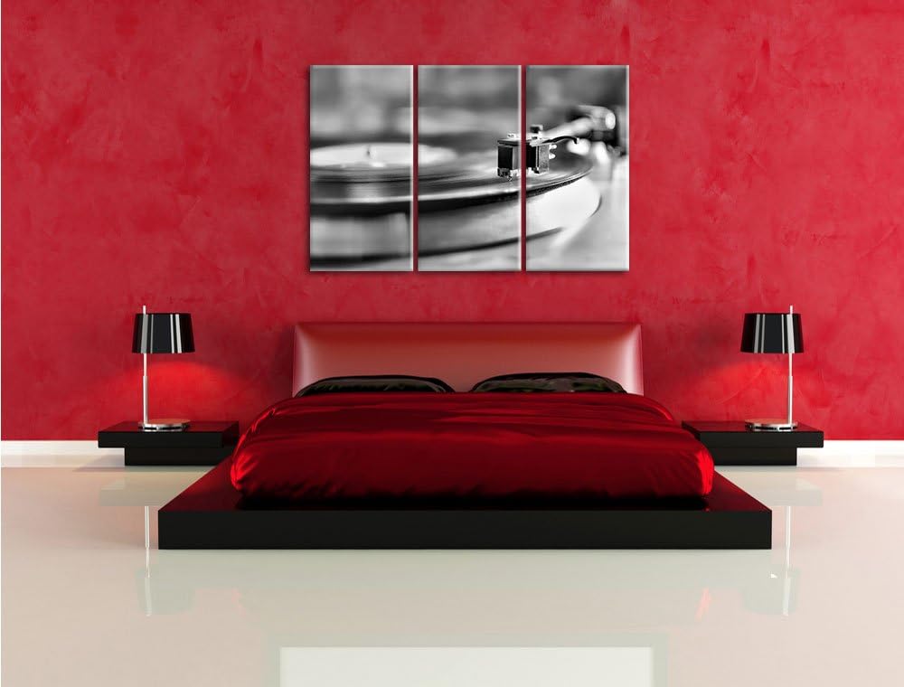 Pixxprint Schallplatte als Leinwandbild | Grösse: 3 Teilig (120x80) | Wandbild| Kunstdruck | fertig