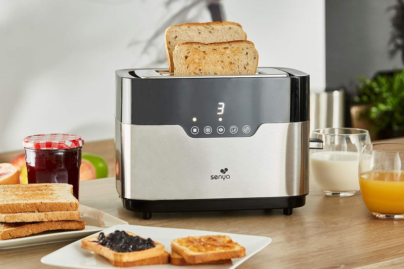 Senya Toaster Edelstahl Smart Toaster, 2 breite Spalten, taktile Tasten, LED-Schirm, Korpus aus Edel